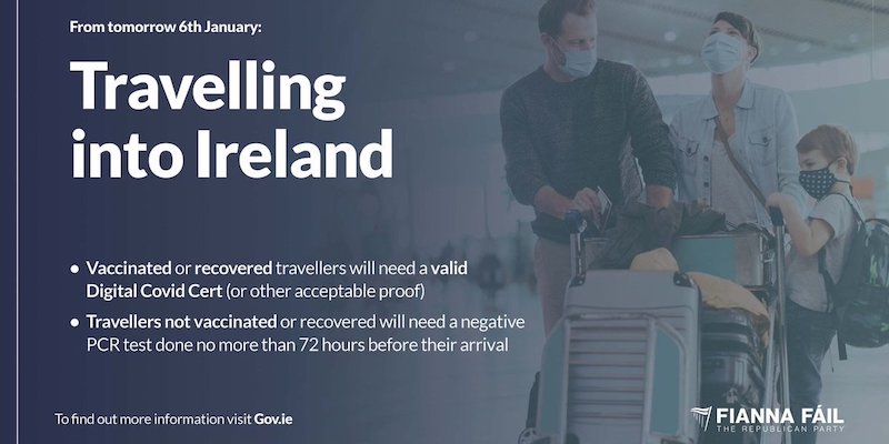 Fianna Fail tweet about Ireland travel rule