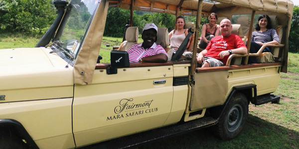 A group of agents try out the game drives at Mount Kenya Safari Club