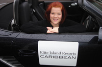 Vicki Wood of Colchester Travel prepares to drive away the Elite Island Resorts Porsche