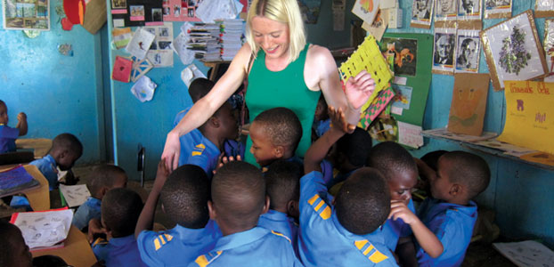 Jo Booth with School Children