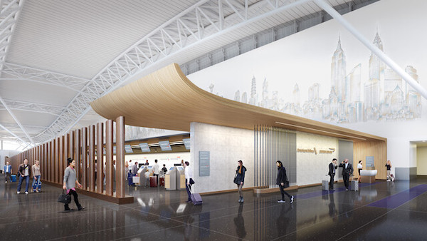 Expanded joint premium check-in area for British Airways and American Airlines at Terminal 8, JFK
