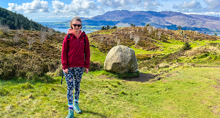 Cathy on Claymough hike
