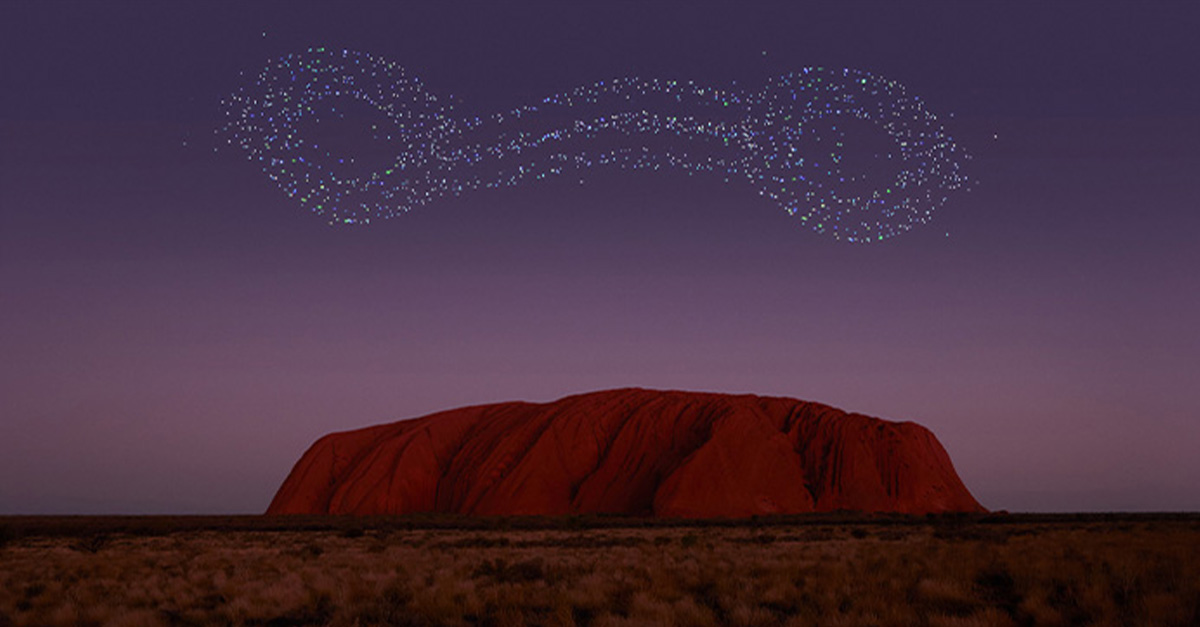 Spectacular sound-and-light drone show brings Indigenous storytelling to the skies above Uluru