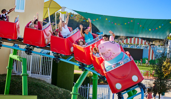 Peppa Pig Theme Park Florida offers six rides including Daddy Pig’s Roller Coaster 