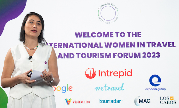 Zina Bencheikh, EMEA managing director of Intrepid Travel, at IWTTF 2023