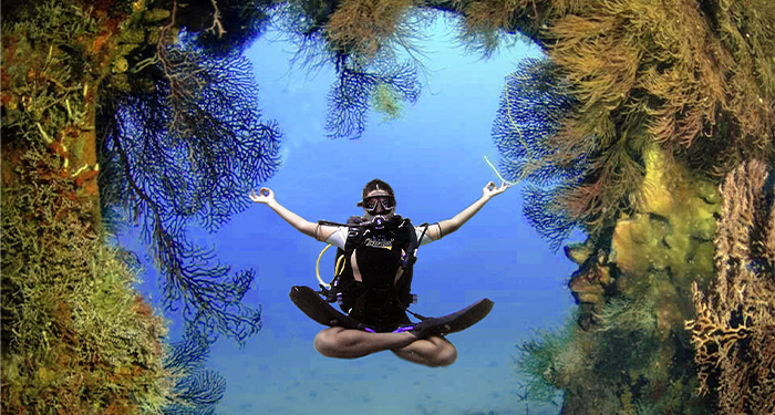Yoga pose underwater