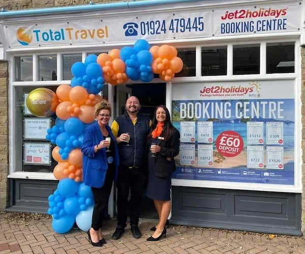From left: Leiza Sullivan, Cosmos and Avalon Waterways regional sales manager; Balkan Holidays RSM Wayne Szczambura and Katie Butler outside the new shop.
