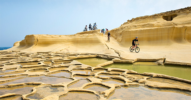 Biking near Gozo Salt Pans