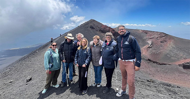 Group pic at the top of Mount Etna