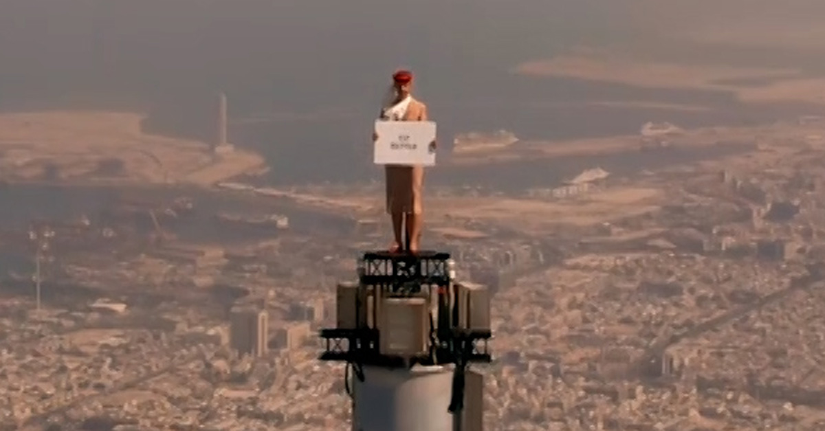 Emirates cabin crew member scales Burj Khalifa for new ad