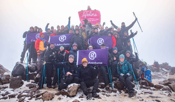 G Trek for Good hikers at the summit of Mount Toubkal